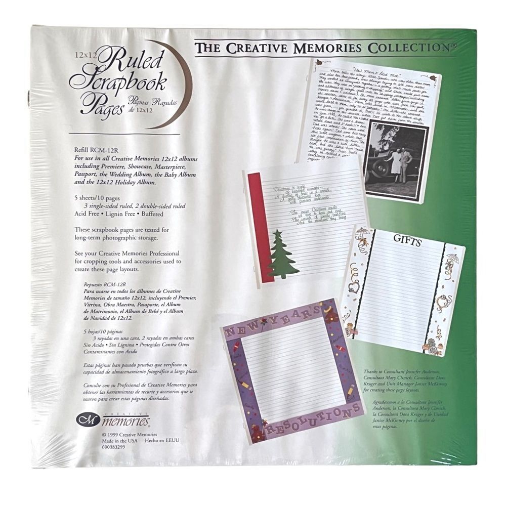 WHITE RULED PAGES Creative Memories Scrapbook Pages Original 12x12 NEW NWT